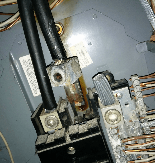 Electric panel damage found during a south texas inspection by barrie inspections in Port Lavaca Texas. Just some of the 10 common issues home inspectors look for